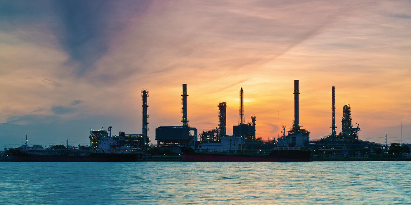 Refinery with water in front